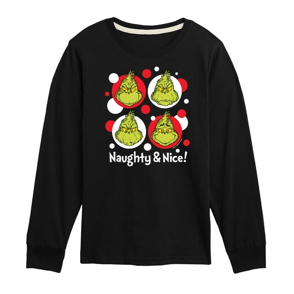 Dr. Seuss The Grinch - Christmas - Naughty & Nice - Toddler & Youth Long Sleeve Graphic T-Shirt