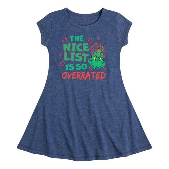 Dr. Seuss The Grinch - Christmas - Nice List Is Overrated - Toddler & Youth Girls Fit & Flare Dress