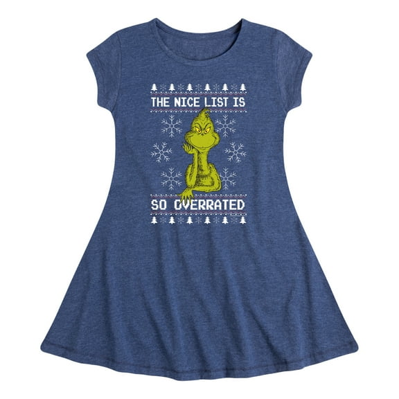 Dr. Seuss The Grinch - Christmas - Nice List Is Overrated - Toddler & Youth Girls Fit & Flare Dress
