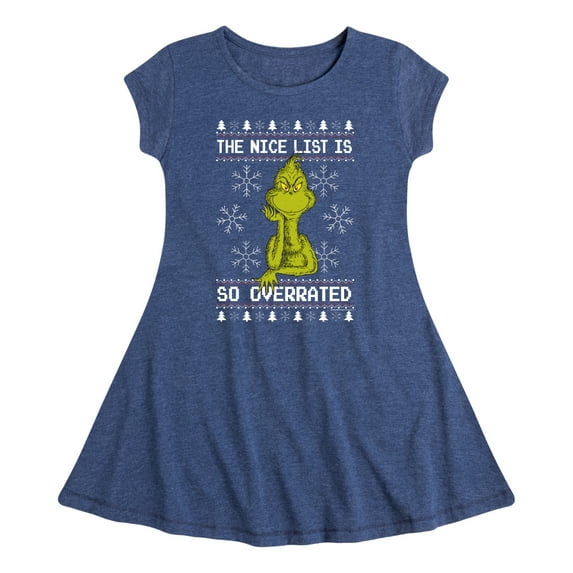 Dr. Seuss The Grinch - Christmas - Nice List Is Overrated - Toddler & Youth Girls Fit & Flare Dress