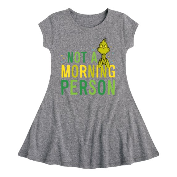 Dr. Seuss The Grinch - Christmas - Not A Morning Person - Toddler & Youth Girls Fit & Flare Dress