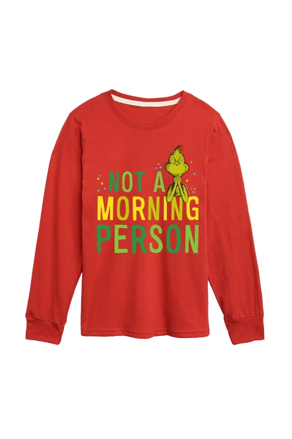 Dr. Seuss The Grinch - Christmas - Not A Morning Person - Toddler & Youth Long Sleeve Graphic T-Shirt
