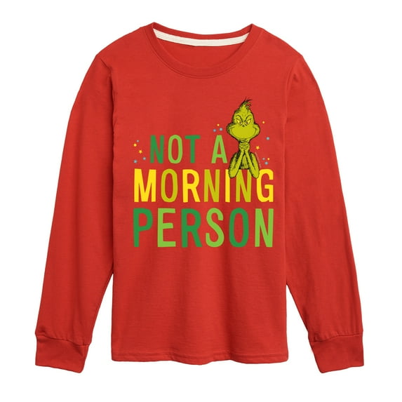 Dr. Seuss The Grinch - Christmas - Not A Morning Person - Toddler & Youth Long Sleeve Graphic T-Shirt