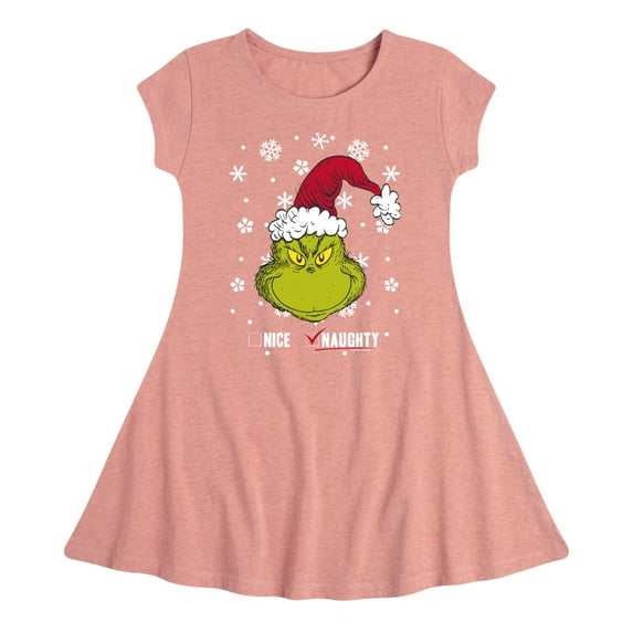 Dr. Seuss The Grinch - Christmas - Not Nice; Naughty - Toddler & Youth Girls Fit & Flare Dress
