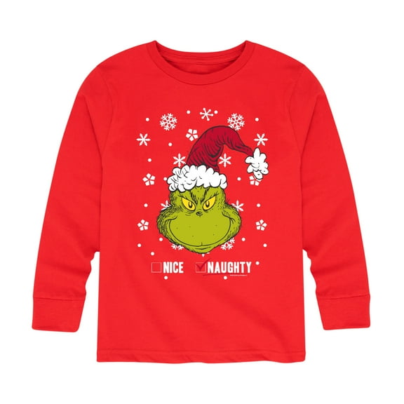 Dr. Seuss The Grinch - Christmas - Not Nice; Naughty - Toddler & Youth Long Sleeve Graphic T-Shirt