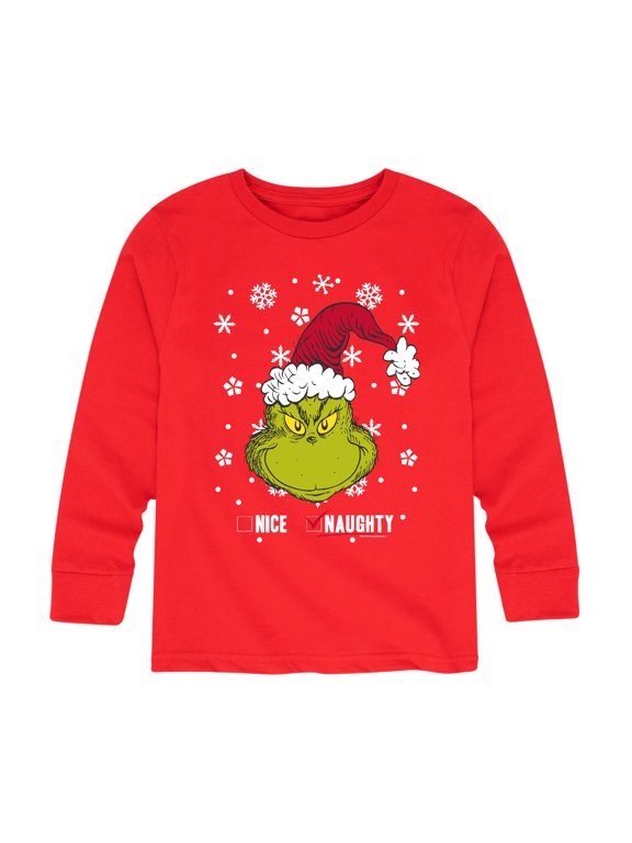The Grinch - The Grinch Christmas Not Nice; Naughty Boys' Long Sleeve Graphic T-Shirt