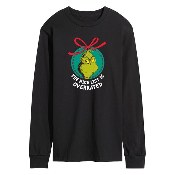 The Grinch - The Grinch Christmas Ornament Nice List Is Overrated Men's Long Sleeve Graphic T-Shirt