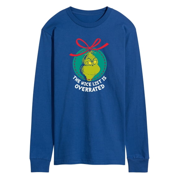 Dr. Seuss The Grinch - Christmas - Ornament Nice List Is Overrated - Men's Long Sleeve T-Shirt