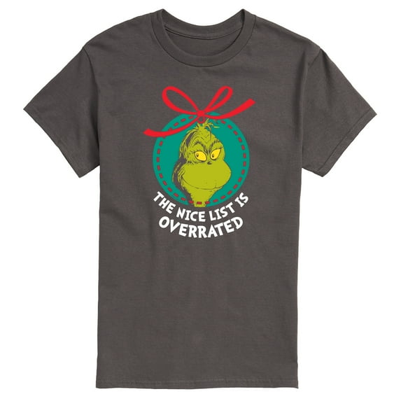 Dr. Seuss The Grinch - Christmas - Ornament Nice List Is Overrated - Men's Short Sleeve Graphic T-Shirt