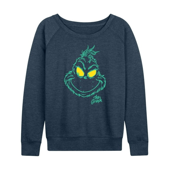 Dr. Seuss The Grinch - Christmas - Side Look & Smiles - Women's Lightweight French Terry Long Sleeve Shirt