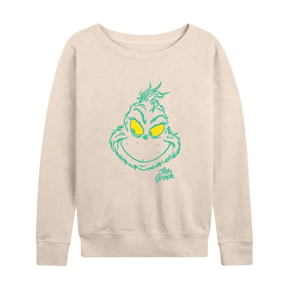 Dr. Seuss The Grinch - Christmas - Side Look & Smiles - Women's Lightweight French Terry Long Sleeve Shirt