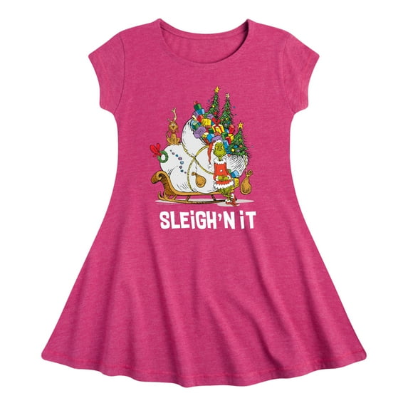 Dr. Seuss The Grinch - Christmas - Sleigh'N It - Toddler & Youth Girls Fit & Flare Dress