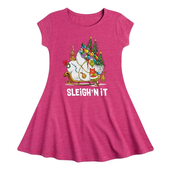 Dr. Seuss The Grinch - Christmas - Sleigh'N It - Toddler & Youth Girls Fit & Flare Dress