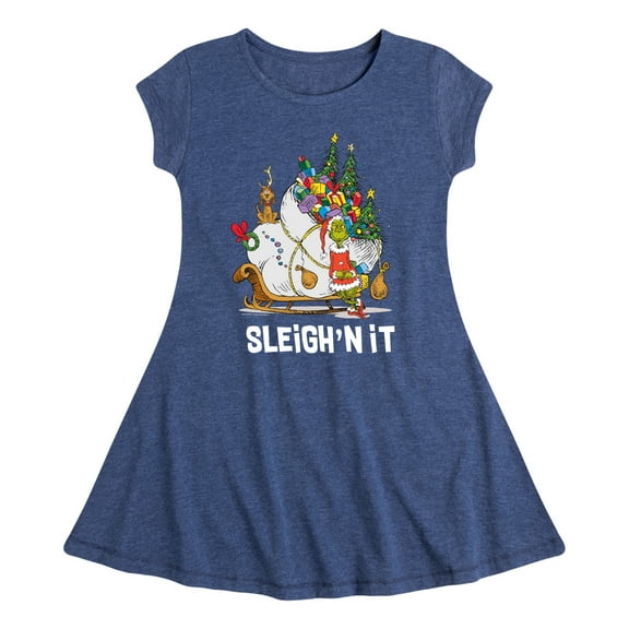 Dr. Seuss The Grinch - Christmas - Sleigh'N It - Toddler & Youth Girls Fit & Flare Dress