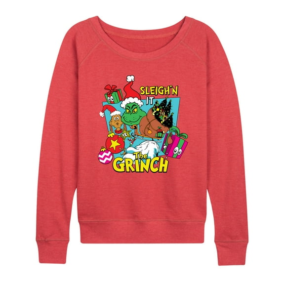 Dr. Seuss The Grinch - Christmas - Sleigh'N It - Women's Lightweight French Terry Pullover