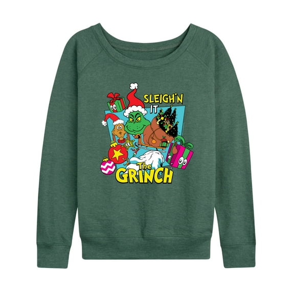 Dr. Seuss The Grinch - Christmas - Sleigh'N It - Women's Lightweight French Terry Long Sleeve Shirt