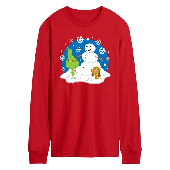 Dr. Seuss The Grinch - Christmas - Snowy Scene Little Grinch & Little Max - Men's Long Sleeve T-Shirt