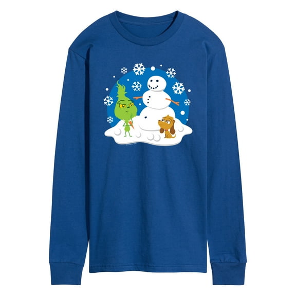 Dr. Seuss The Grinch - Christmas - Snowy Scene Little Grinch & Little Max - Men's Long Sleeve T-Shirt