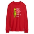 thumbnail image 1 of Dr. Seuss The Grinch - Christmas - Sorry I'm Late, Didn't Want To Come - Men's Long Sleeve T-Shirt, 1 of 3