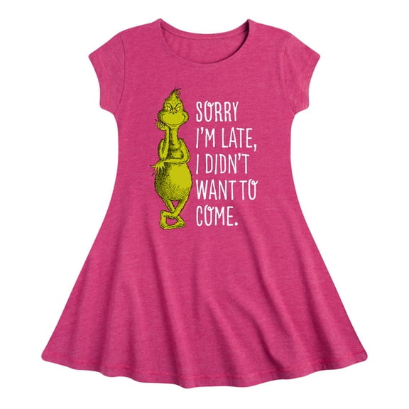 Dr. Seuss The Grinch - Christmas - Sorry I'm Late, Didn't Want To Come - Toddler & Youth Girls Fit & Flare Dress