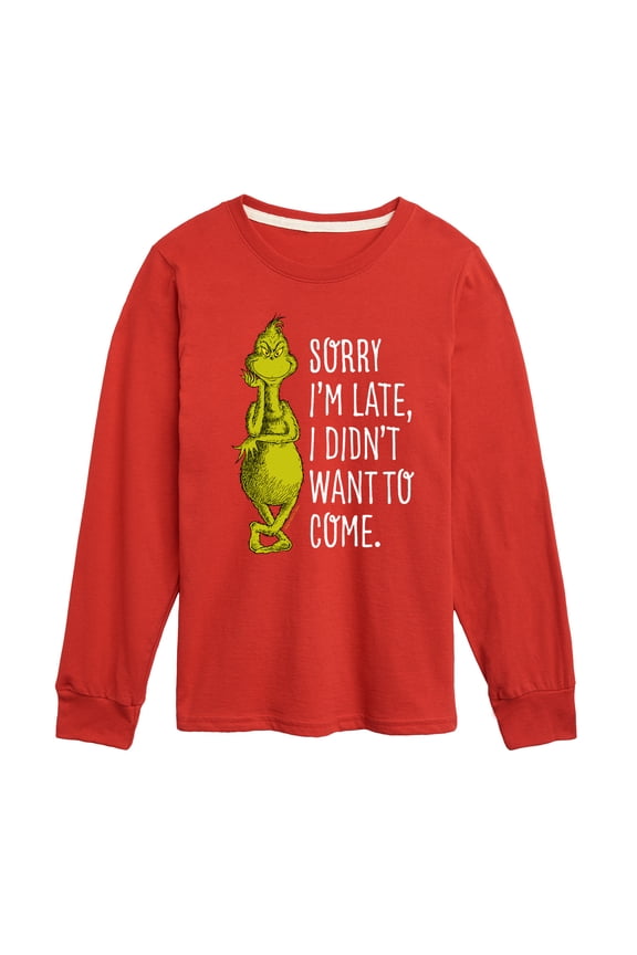 Dr. Seuss The Grinch - Christmas - Sorry I'm Late, Didn't Want To Come - Toddler & Youth Long Sleeve Graphic T-Shirt