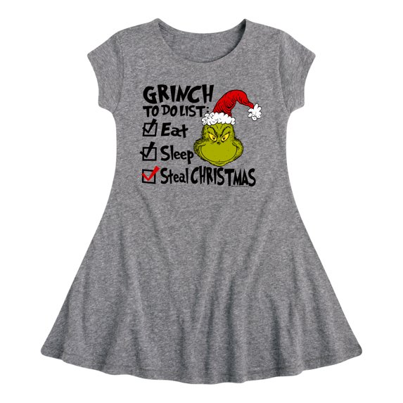 Dr. Seuss The Grinch - Christmas - To Do List: Eat, Sleep, Steal - Toddler & Youth Girls Fit & Flare Dress