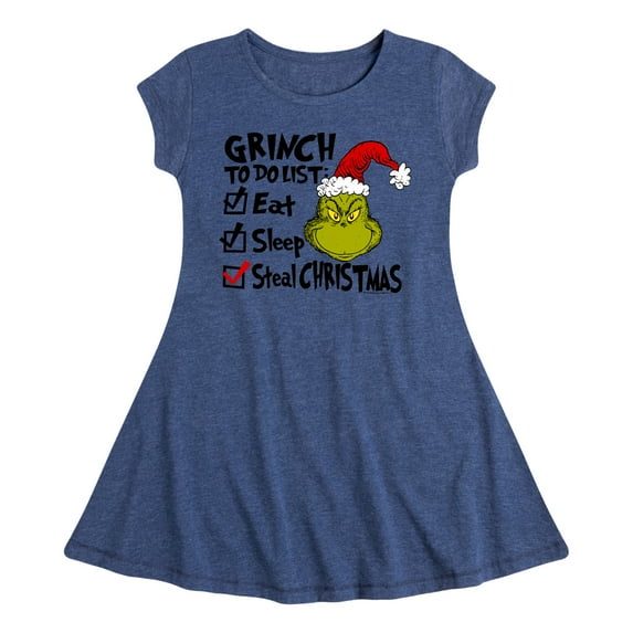 Dr. Seuss The Grinch - Christmas - To Do List: Eat, Sleep, Steal - Toddler & Youth Girls Fit & Flare Dress