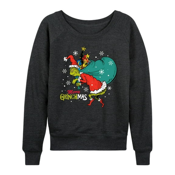 Dr. Seuss The Grinch - Christmas - Toy Bag Merry Grinchmas - Women's Lightweight French Terry Long Sleeve Shirt