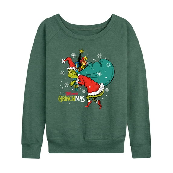 Dr. Seuss The Grinch - Christmas - Toy Bag Merry Grinchmas - Women's Lightweight French Terry Long Sleeve Shirt