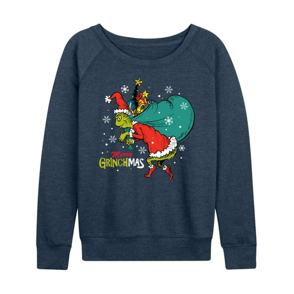 Dr. Seuss The Grinch - Christmas - Toy Bag Merry Grinchmas - Women's Lightweight French Terry Long Sleeve Shirt
