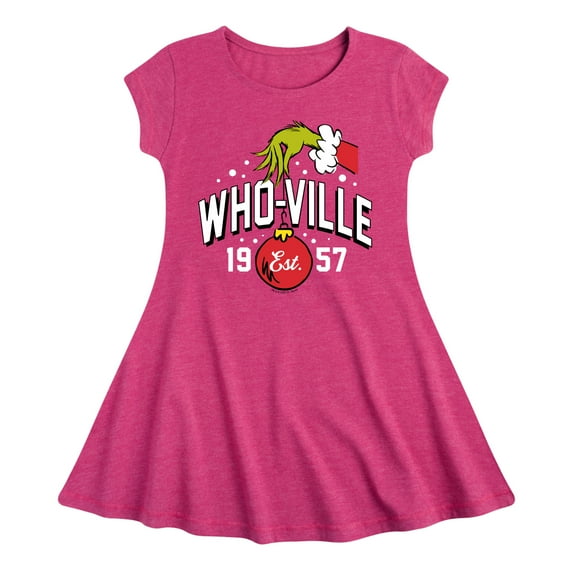 Dr. Seuss The Grinch - Christmas - Who-Ville Est. 1957 - Toddler & Youth Girls Fit & Flare Dress