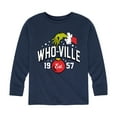thumbnail image 1 of Dr. Seuss The Grinch - Christmas - Who-Ville Est. 1957 - Toddler & Youth Long Sleeve Graphic T-Shirt, 1 of 4