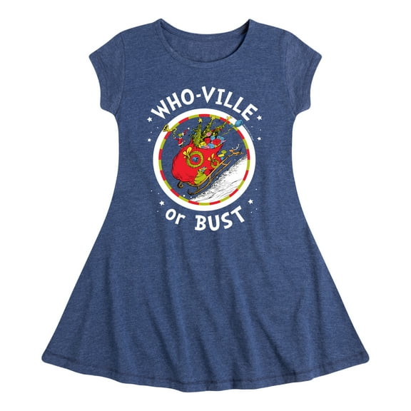 Dr. Seuss The Grinch - Christmas - Who-Ville Or Bust - Toddler & Youth Girls Fit & Flare Dress