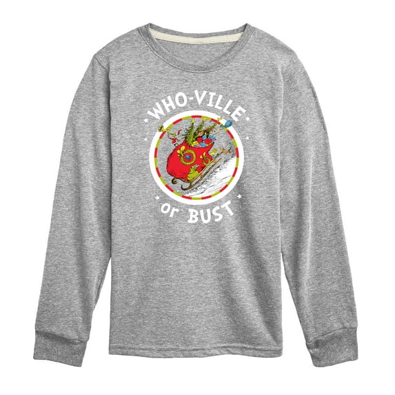 Dr. Seuss The Grinch - Christmas - Who-Ville Or Bust - Toddler & Youth Long Sleeve Graphic T-Shirt