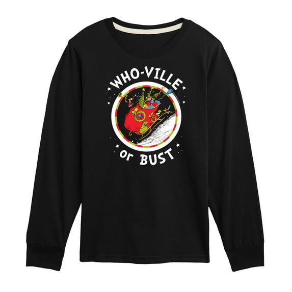 Dr. Seuss The Grinch - Christmas - Who-Ville Or Bust - Toddler & Youth Long Sleeve Graphic T-Shirt