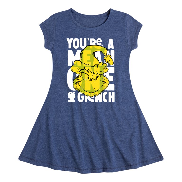 Dr. Seuss The Grinch - Christmas - You're A Mean One - Toddler & Youth  Girls Fit & Flare Dress - Walmart.com