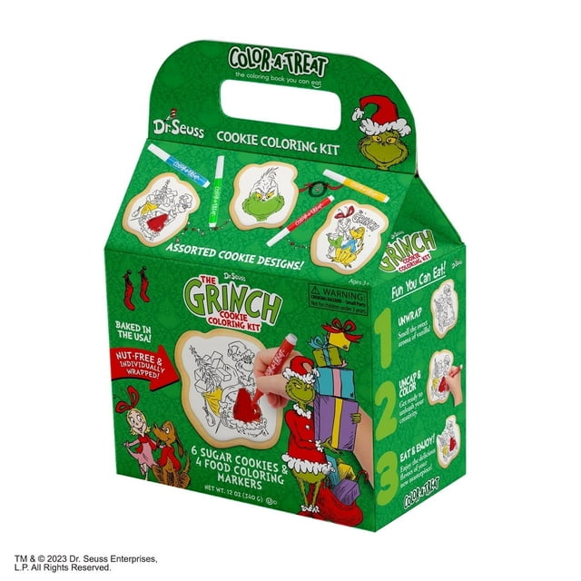 Dr. Seuss The Grinch Cookie Coloring Kit by Color-a-Treat, 12oz ...