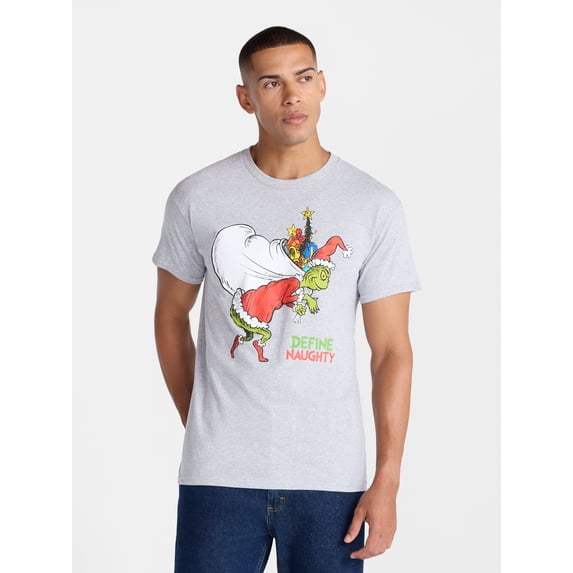 Dr. Seuss The Grinch Men's and Big Men's Christmas Cotton Graphic Tee, Sizes S-2XL