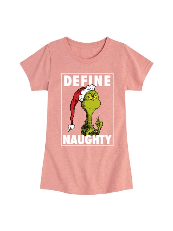 The Grinch - The Grinch Define Naughty Girls' Fitted Short Sleeve Graphic T-Shirt