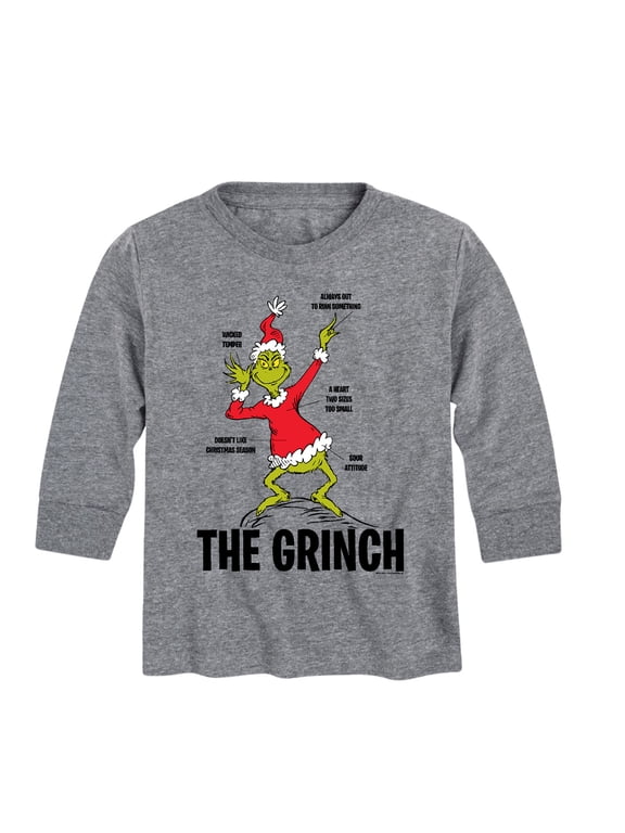 The Grinch - The Grinch Diagram Boys' Long Sleeve Graphic T-Shirt