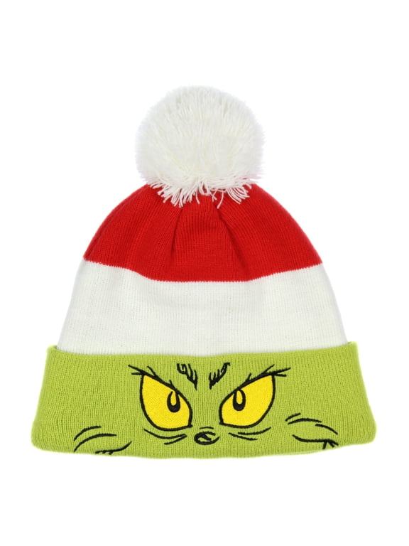 Beanie Embroidered Face Color Block Adult Knit Hat