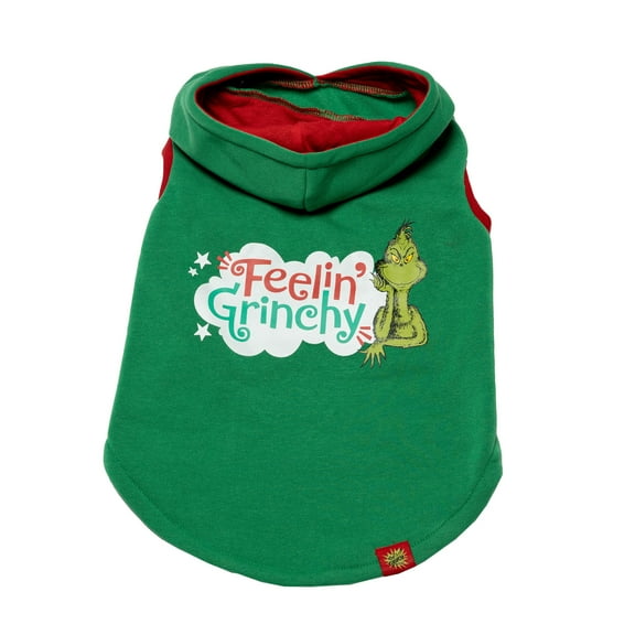 Dr. Seuss' The Grinch! Holiday Pet Hoodie for Cats & Dogs, Feelin' Grinchy, Green, Extra Small
