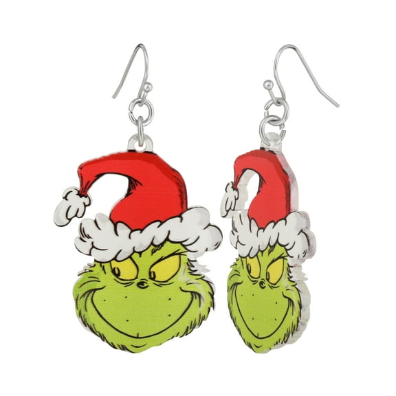 Dr. Seuss Womens The Grinch Full Face Earrings