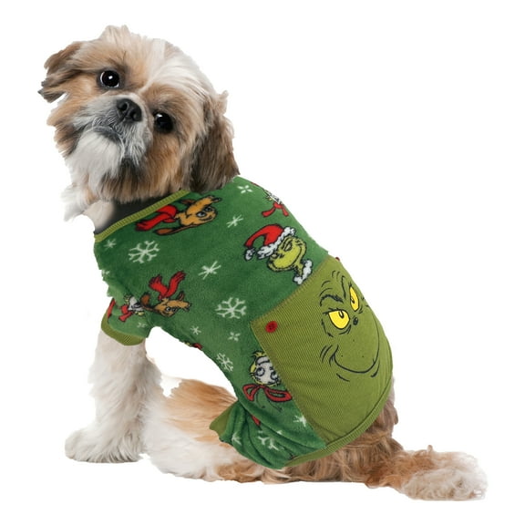 Dr. Seuss' The Grinch! Holiday Pet Pajamas for Dogs, Grinch and Max, Green, Medium