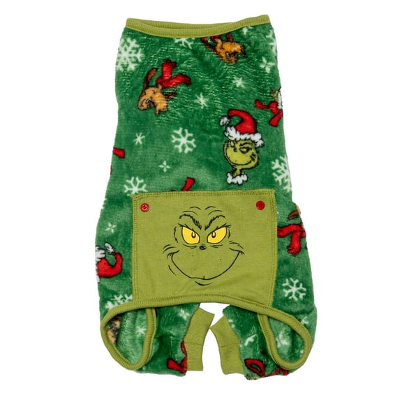 Dr. Seuss' The Grinch! Holiday Pet Pajamas for Dogs, Grinch and Max, Green, Extra Small