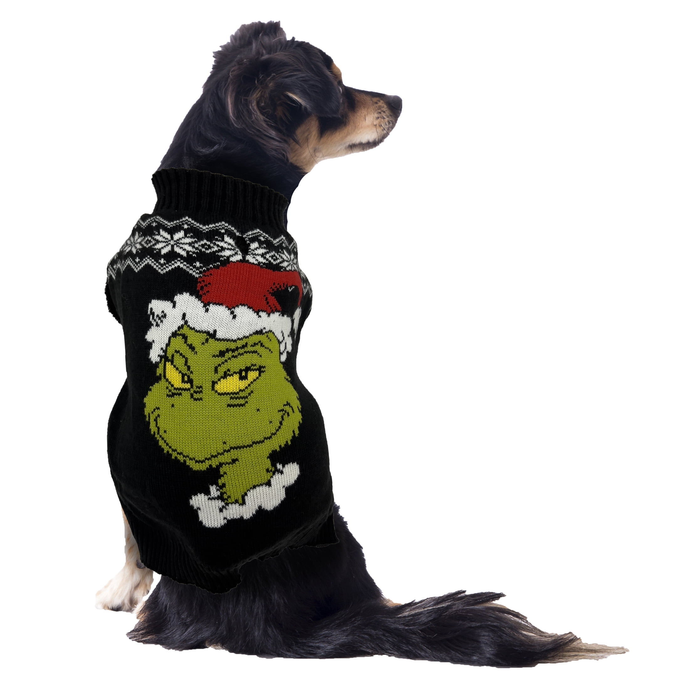 Dr. Seuss' The Grinch! Holiday Pet Sweater for Cats & Dogs, Grinch Face, Black, Extra Small