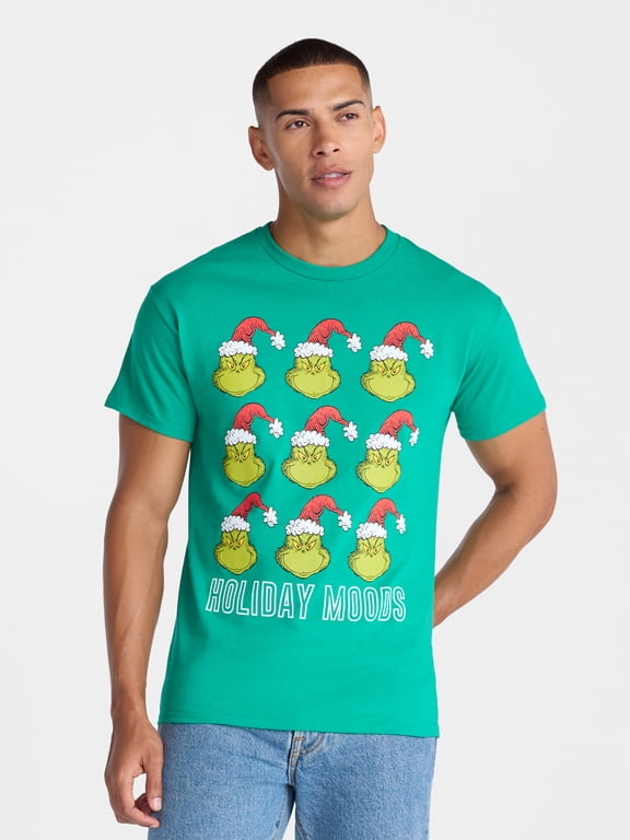 Men's and Big Men's Holiday Moods Graphic Christmas Tee, Sizes S-2XL