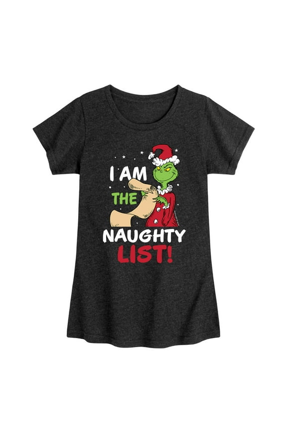 Dr. Seuss - The Grinch I Am The Naughty List - Toddler And Youth Girls Short Sleeve Graphic T-Shirt