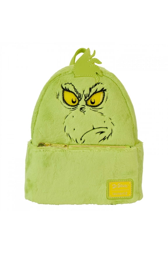 Dr. Suess Plush Grinch Light Up Cosplay Mini Backpack that Glows Loungefly