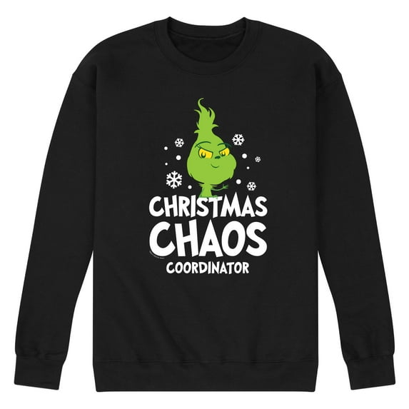 Dr. Seuss The Grinch - Little Grinch - Christmas Chaos Coordinator - Men's Crew Neck Fleece Pullover